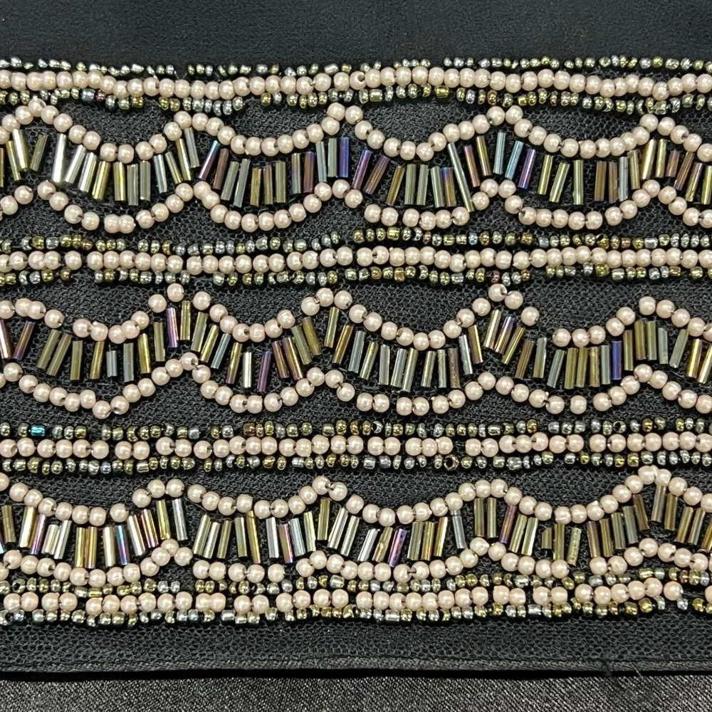 XOXO Flowy Black Beaded Waist Open‎ Back Mini Dress Party Cocktail Size 3/4